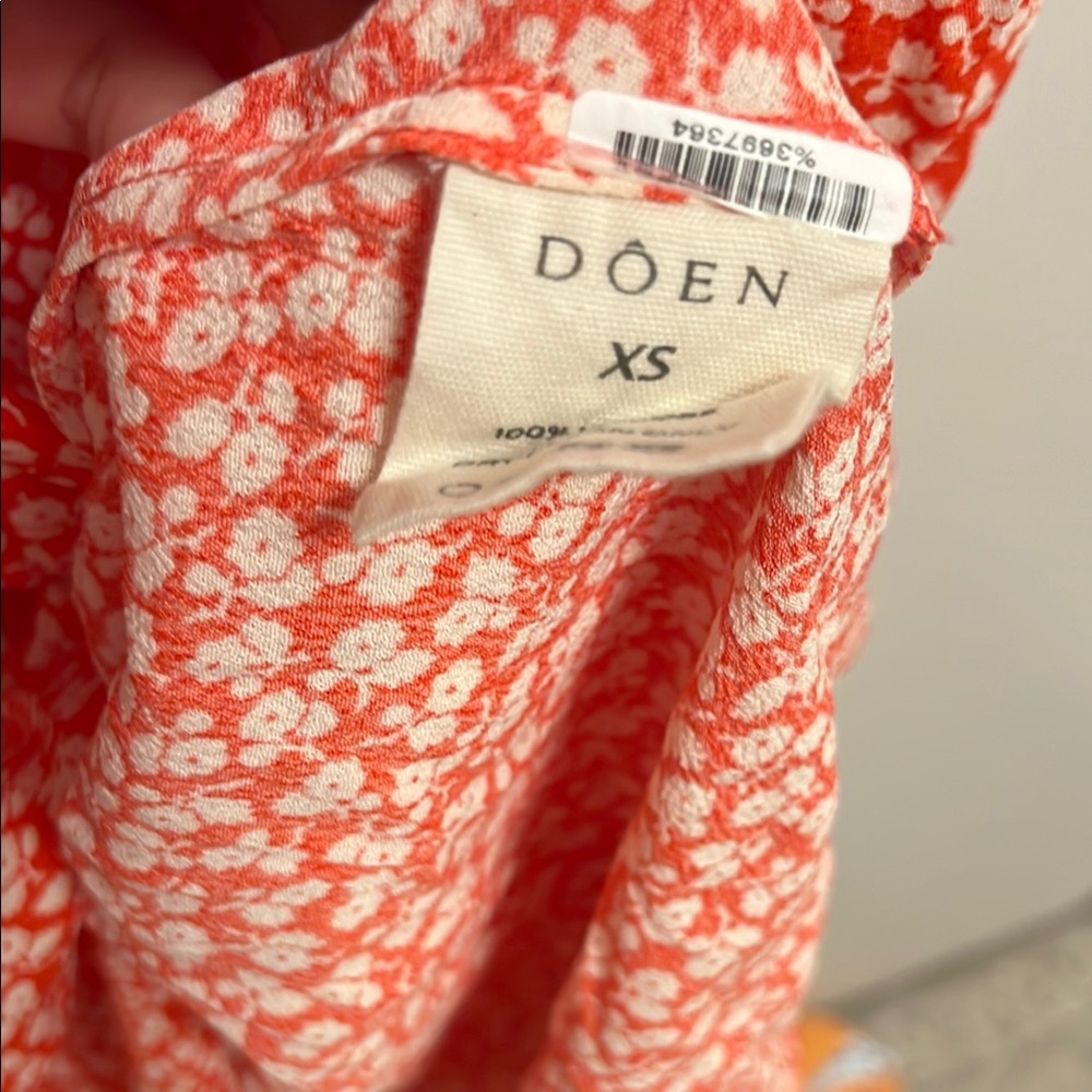 DÔEN Sonia Floral-Print Crepe Midi Dress in Orange Hillside Bloom - Picture 7 of 7